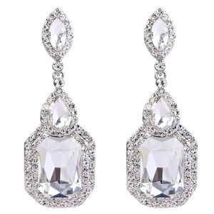Elegant Silver Crystal Drop Earrings